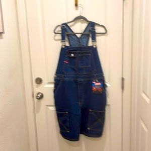 Size 16, Bongo Utility blue jean overall jumper.